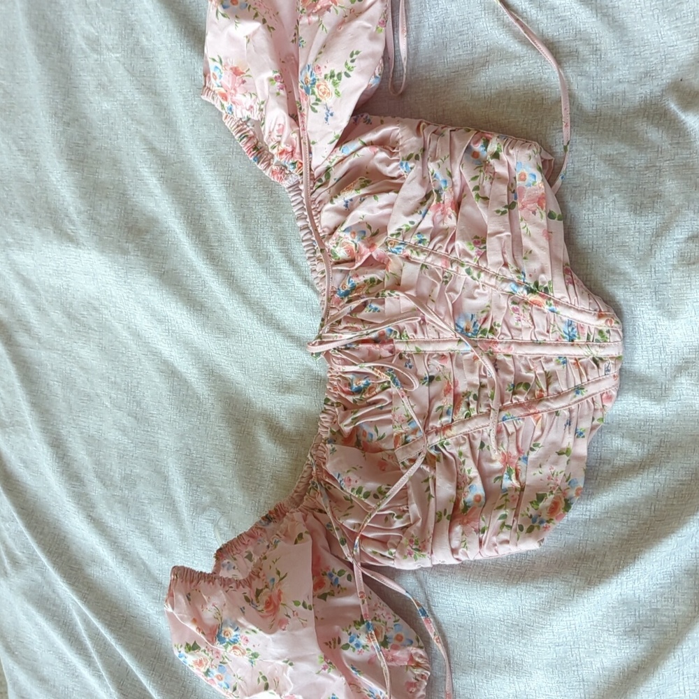 House of CB Pink Floral Crop Top